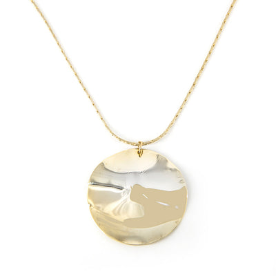 Debbie-Necklace-Gold-Curve-Disk-Pendant-Unique-Womens-Jewellery-Flat-Link-Chain